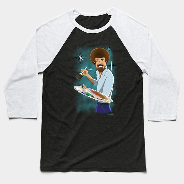 Bob Ross Baseball T-Shirt by ShaneWheelerArtist